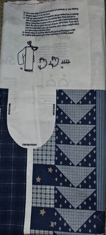 VIP Cranston "Denim Blues Sweatshirt Jacket" Fabric Panel DIY Cut & Sew NEW - Image 4 of 4