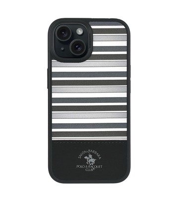 Santa Barbara Polo Racquet Club iPhone 15 Case, Shockproof, Durable Black/White
