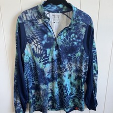 HUK Performance Fishing 1/4 Zip Pullover Kryptek Camo Blue Medium Long Sleeve