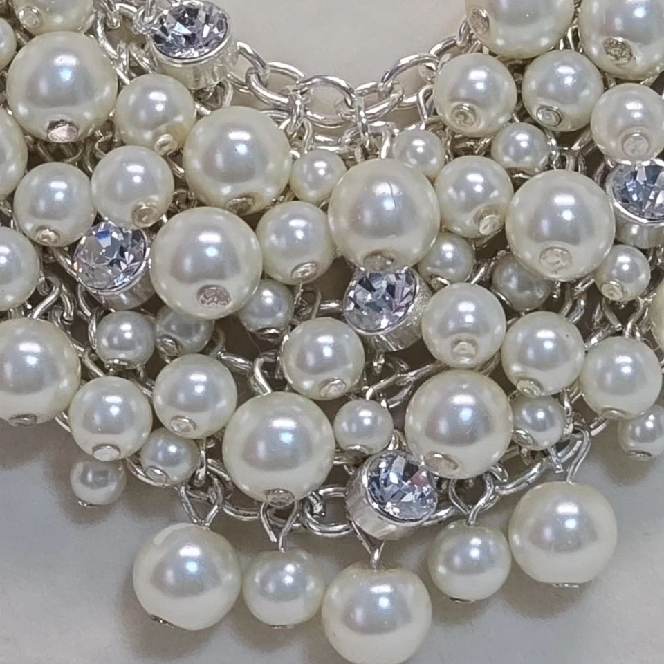 Charter Club 人造珍珠和水钻簇围兜项圈项链公主闪亮 — 第 2/4 张图片