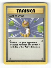 pokemon card gust of wind Vintage Trainer Good Choose 1 of your opponents Benched Pokemon and switch it with his/her Active Pokemon. Pokemon Base Set Common Gust