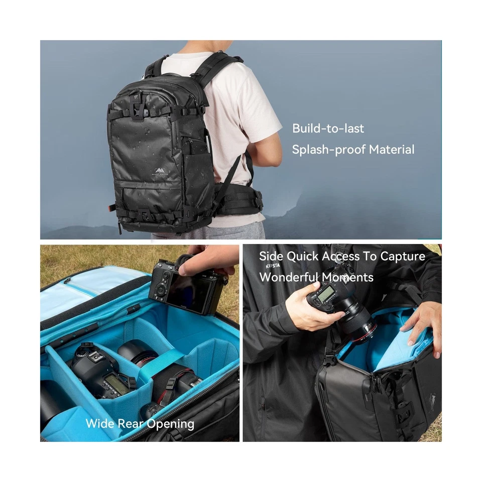 Mochila para cámara Tenzing 25L con cubierta de lluvia para fotógrafos computadora portátil de 14 pulgadas... Foto 2 de 4