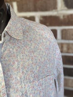 100% Cotton Pastel Summer Pearl Snap Embroidered Floral Shirt Sz 18 3/4 Sleeve 