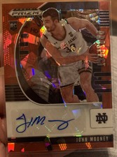 John Mooney Notre Dame Basketball Panini Prizm Red Cracked Autograph Rookie Card