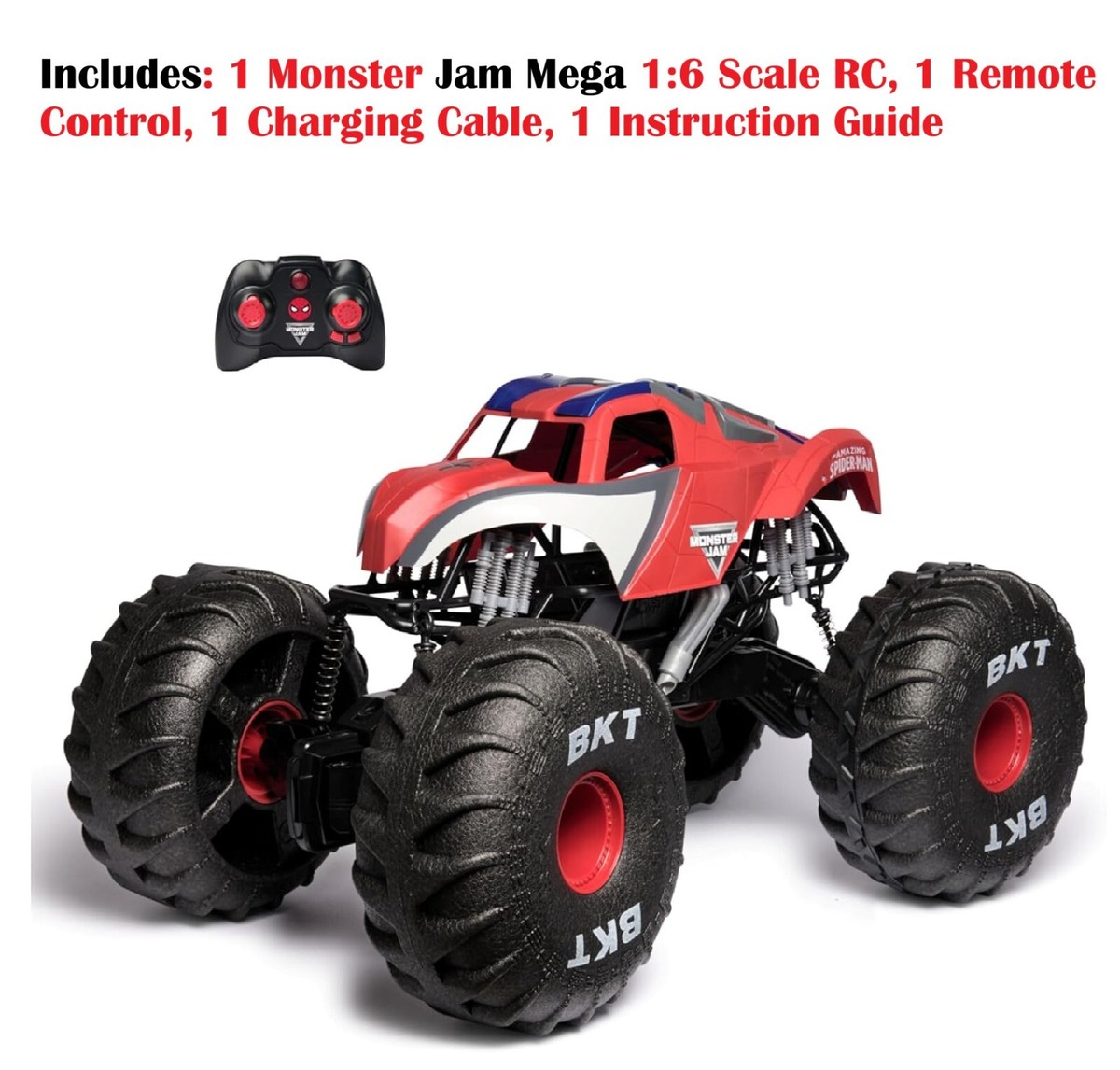 Monster Jam Marvel Mega Spider-Man RC Monster Truck, All-Terrain
