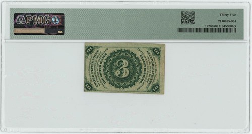 FR.1226 Fractional 3 Cents 3rd Issue 1863 PMG VF35 949307-11 - Imagen 2 de 2