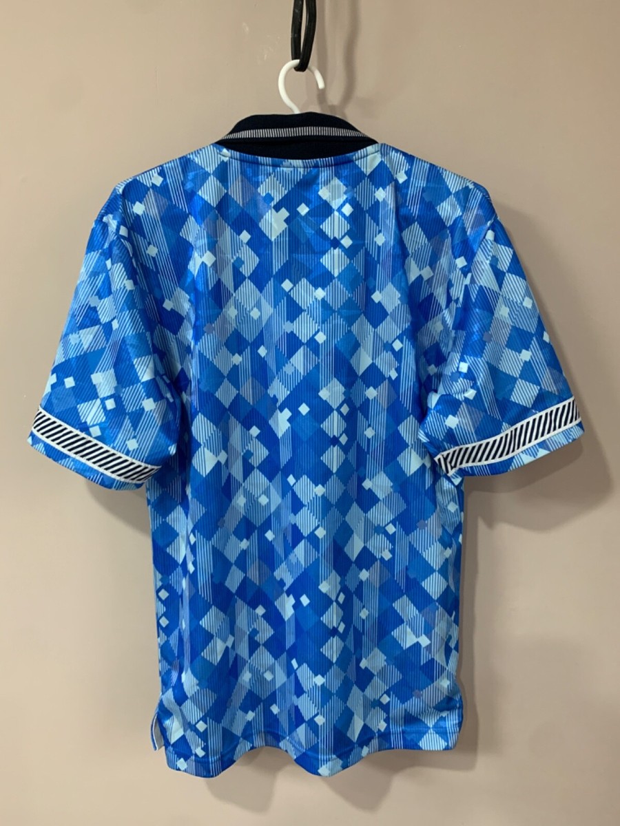 England Third Football Shirt Retro Score Draw Soccer Jersey Blue