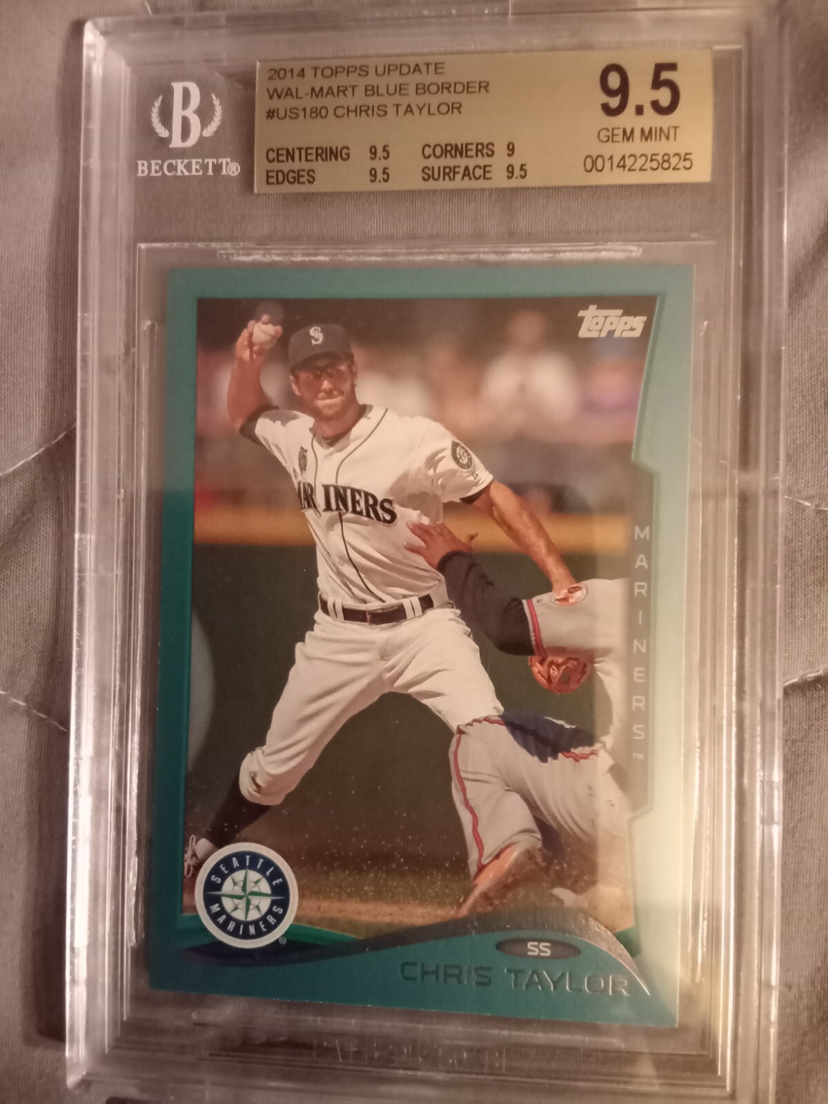 2014 Topps Update Chris Taylor BLUE BORDER #US180 Graded BGS 9.5 Baseball Card