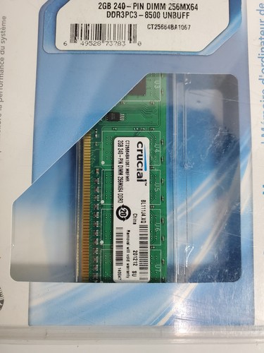 NEW Crucial 2GB DDR3 PC3-8500 UNBUFF DIMM 240 Pin RAM Memory - Picture 3 of 4