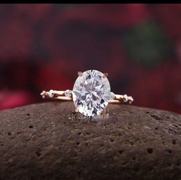 1.53Ct Oval Colorless Moissanite Bubble Band Engagement Ring 14k