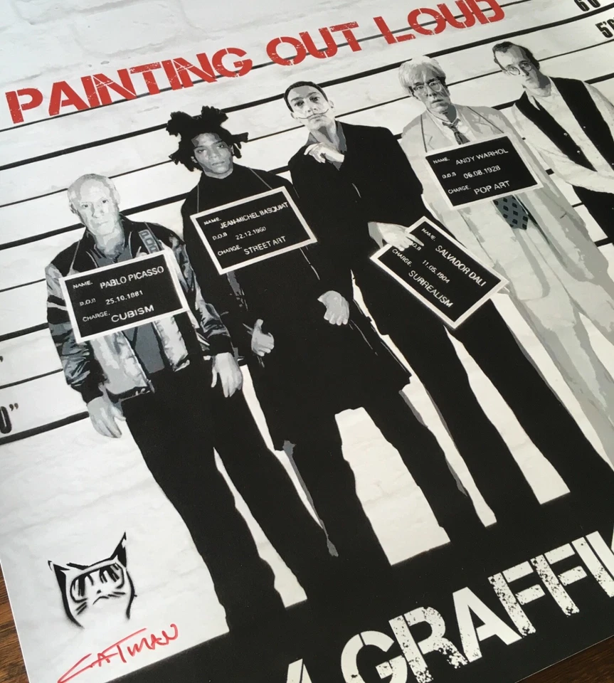 Póster firmado por Catman - The Usual Suspects Picasso Basquiat, Warhol, Dalí, Haring Foto 4 de 4