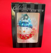 Radko Celebrations Glass & Glitter Snowman Head Christmas Ornament 2009