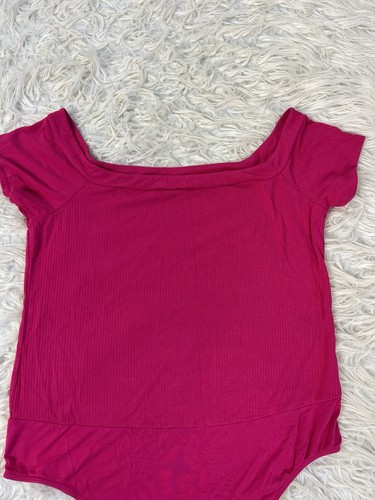 Torrid sexy schulterfreier gerippter Damenbody Hot Pink Übergröße 2X - Bild 3 von 14