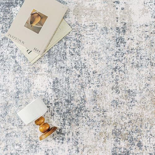 Blue Grey Area Rug 9x12 Abstract Indoor Living Room 9'x12' Abstract Blue Grey - Afbeelding 6 van 7