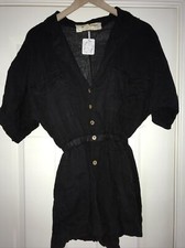 NWT Jen?s Pirate Booty Deni Romper Size XS Black Z144-13