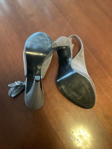 BCBGirls Jointa Grey Suede & Patent Platform Peep Toe Strappy Sandal Heels 7.5 - Picture 17 of 17