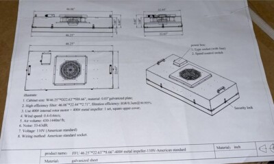 Air cleaning Equipment Super Thin FFU/Fan Filter Unit