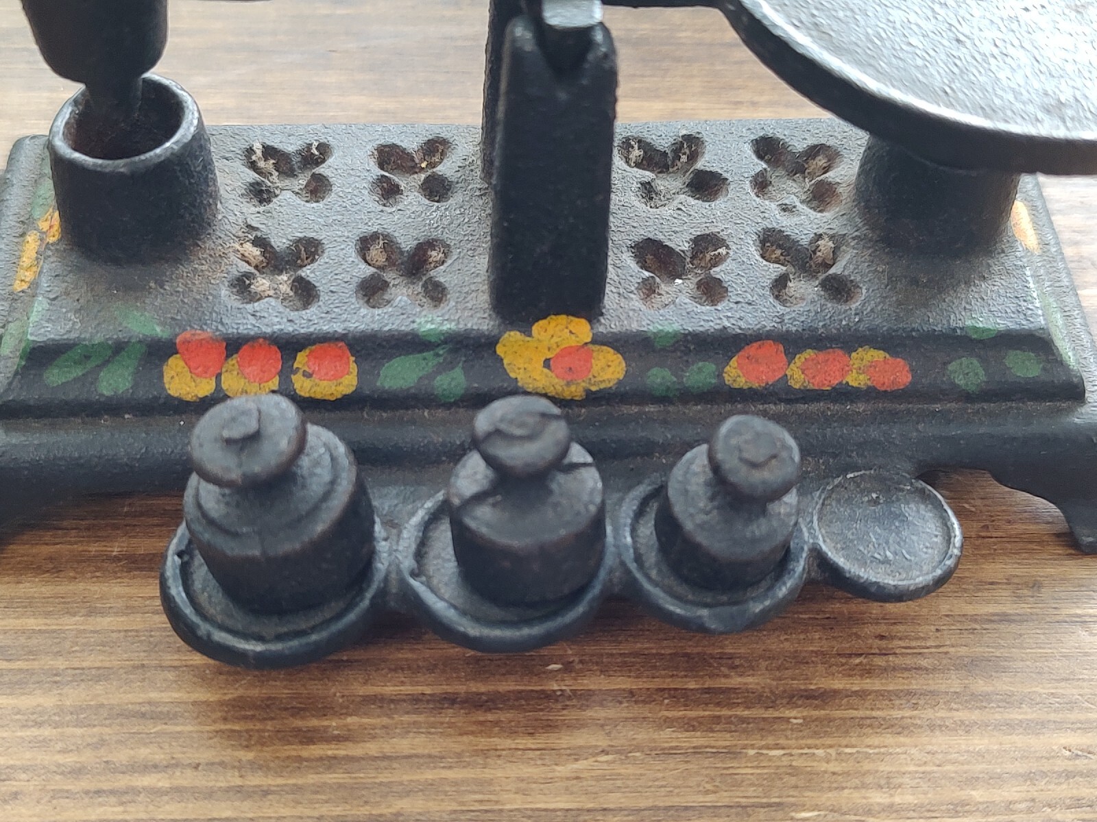 Vintage Miniature Cast Iron Balance Scale With Weights eBay