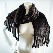 ROYAL GRADE MINK Brown Stole Breaded Vintage Women Mink Shawl Size 77"L x 12"W