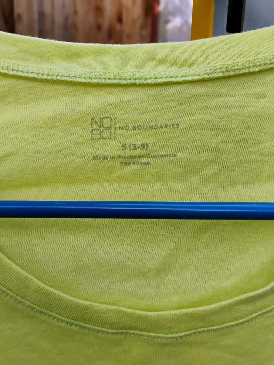 のの  New: No Boundaries Women's Lime Green Short Sleeve T-Shirt Size