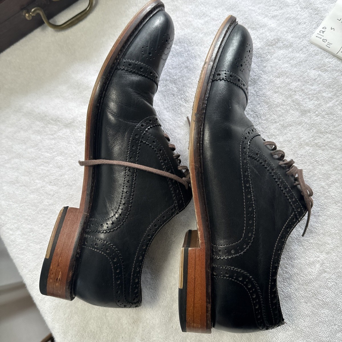 Warfield Grand Black Leather Brogue Cap Toe Oxford Lace Up Shoes - Size 8.5 Warfield & Grand Mens Black Leather Cap Toe | Mercari main image 4