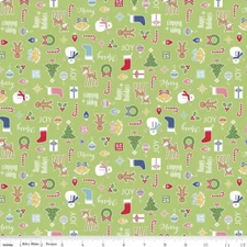 COZY CHRISTMAS IN GREEN BY LORI HOLT RILEY BLAKE 1930s REPRO RETRO FABRIC HY