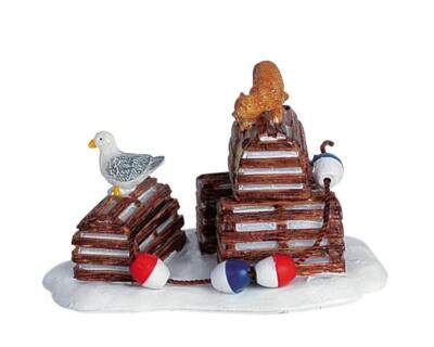 Lemax 2006 The Stalker Holiday Seasonal Retired #64471 Cat Seagull Crates Buoys