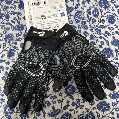 Football GLOVES Youth L /XL Cutters Game Day Receiver Super Sticky Black Print - Picture 3 of 6