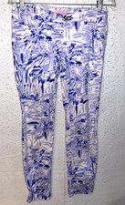 Lilly Pulitzer Kelly Skinny Ankle Pants Rock The Dock Resort Trousers Sz 0 Blue