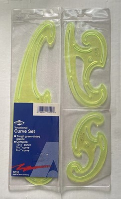Alvin Vocational Curve Set FC33 tough Green Tinted Plastic 12-1/2 5-1/2 & 6-1/2