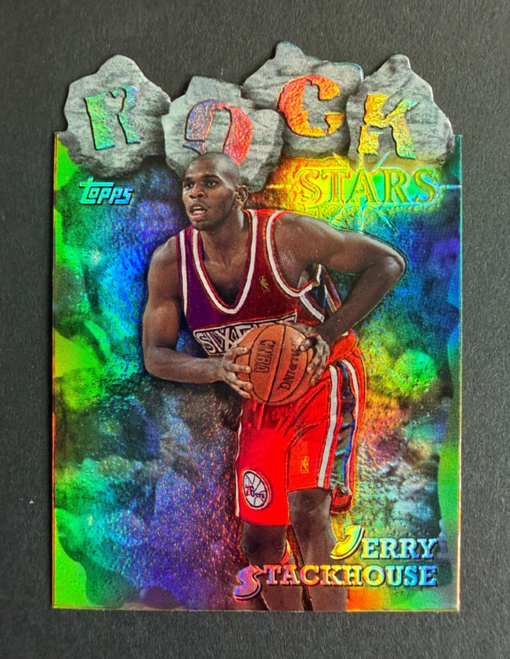 1997-98 TOPPS JERRY STACKHOUSE ROCK STARS REFRACTOR INSERT #RS2, 76ERS