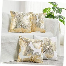Pack of 4 Decorative Throw Pillow 20" x 20" (Pack of 4) Gold Stamping Leaves