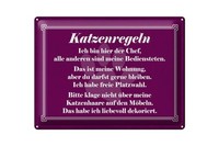 Blechschild Spruch 30X40 Cm Katzenregeln Ich Bin Hier Der Chef Deko Schild