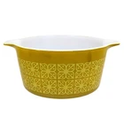 Pyrex 473 Square Flowers 1 Qt Casserole Mustard-Gold Autumn Floral Vintage 1960s