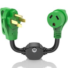 Overload Protection 50 to 30 Amp RV Adapter for Camper with Circuit Breaker N...