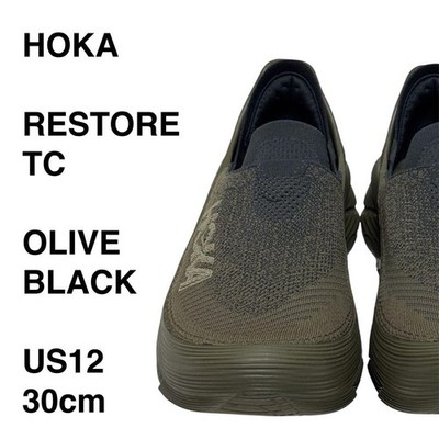 HOKA U Restore TC Dark Olive Black Herren Sneaker US12 30cm Near Mint