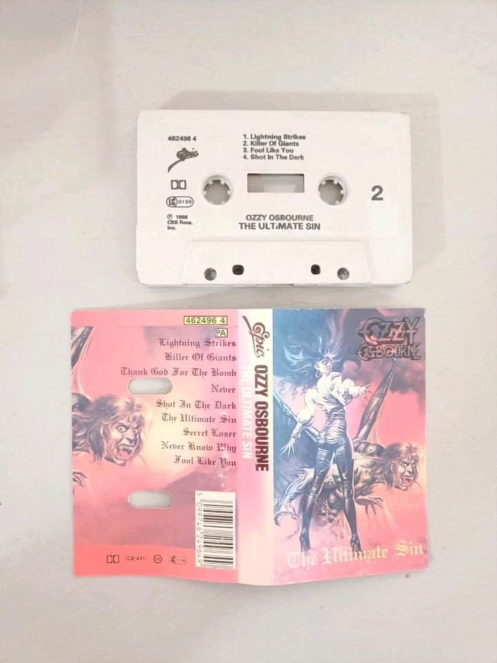 OZZY OSBOURNE Ultimate Sin Cassette Tape (Epic, 1986) GC FREE POSTAGE AUS - Image 3 of 4