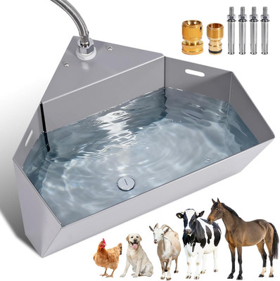 1.6Gal Automatic Livestock Waterer with Float Valve, Self-Filling Drinking Troug