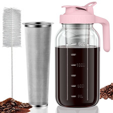 Cafetera Cold Brew jarra 64 oz con filtro de acero inoxidable rosa albañil