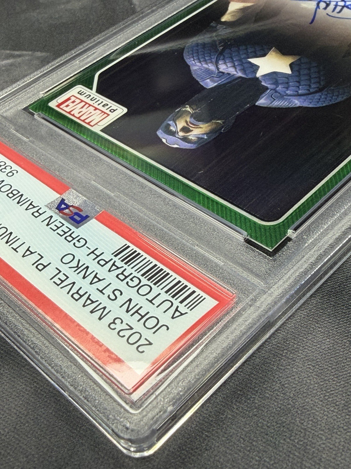 2023 Marvel Platinum Captain America #13 John Stanko Green Rainbow Auto PSA 9 view 11