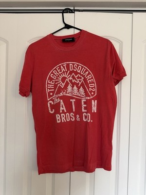 Dsquared2 Red Graphic Logo Crew Neck Men's Short Sleeve T-Shirt Size L