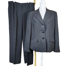 Kasper 2pc Business Suit Womens 14 Pant Jacket Black Classic Career Officecore