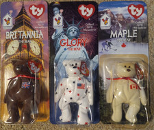3x 1999 McDonald  s Ty Retired Beanie Babies: Britannia, Glory,  Maple The Bear