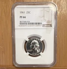 1961 Proof Washington Quarter 25C Silver PF66 NGC Philadelphia Mint