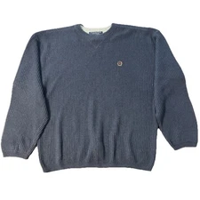 Vintage Navy Tommy Hilfiger Ribbed Knit Sweater Men's L Fisherman 90’s Cotton