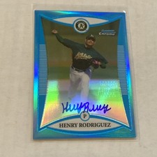 2008 Bowman Chrome Henry Rodriguez Prospect On Card Auto Autograph Blue /150