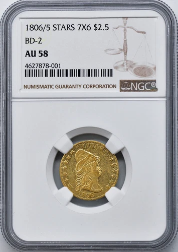 1806/5 DRAPED BUST $2.5 NGC AU 58