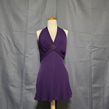 NWT Dressbarn Purple Halter Mini Dress Brooch 10