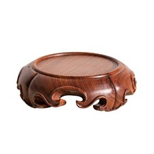 Handmade Chinese Carving Display Pedestal Stand Round Rosewood Glossy Crafts ...