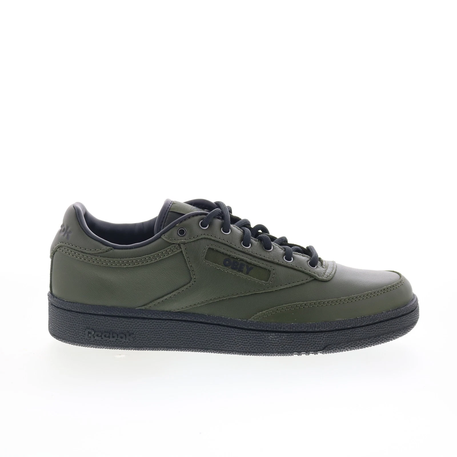 Reebok Club C 85 Obey Mens Green Leather Lace Up Lifestyle Sneakers Shoes